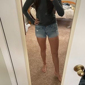 Light wash, slightly distressed jean shorts